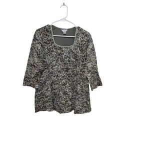 CJ Banks 1X Paisley Textured Top Lined Stretch 3/4 Sleeve